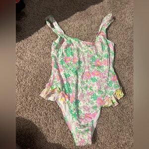 ASOS Neon Floral Swimsuit with Pink and Green florals One Piece